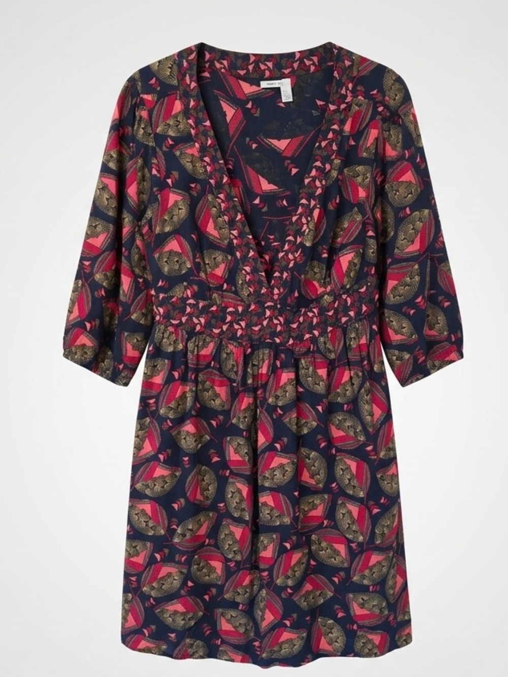Kimchi Blue from Urban Outfitters Dress with geometric Leaf Print - navy & pink